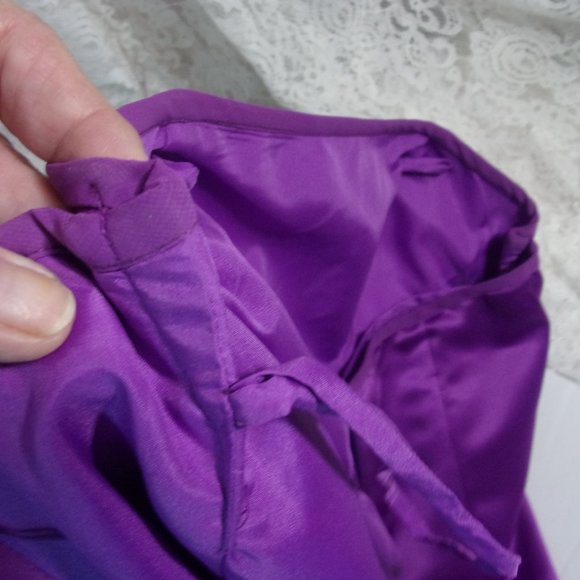 Purple Passion Strapless Sexy Satin Flirty Chiffon Evening Prom Dress Size 10 - Picture 7 of 7